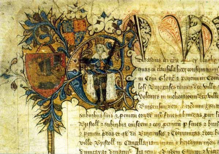 Medieval illustrated Bristol charter